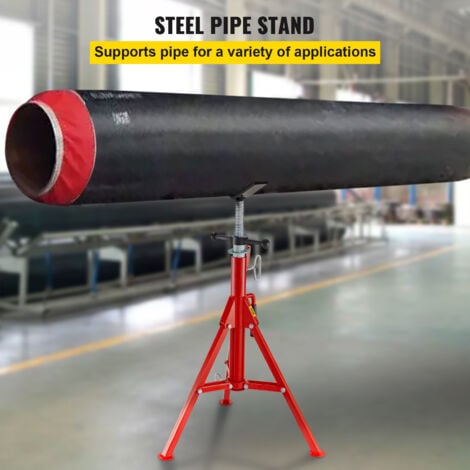VEVOR Support chandelle a tuyaux 4500 lbs Support de tuyau avec tete en V pour soutenir le tuyau pendant le filetage hauteur reglable jusqu’a 52 pouces / 132cm