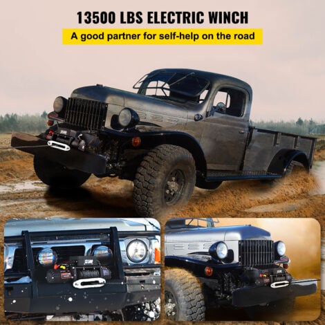 VEVOR Corde de treuil electrique de recuperation du treuil 6120KG 12v avec telecommande pour VTT UTV (Synthetique 6120KG)