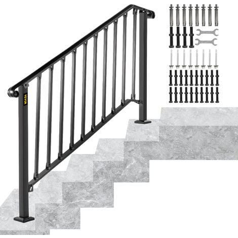 VEVOR Main Courante pour Escalier Noir, Balustrade Garde Corps Terrasse  Rampe Escalier en Alliage deAluminium et