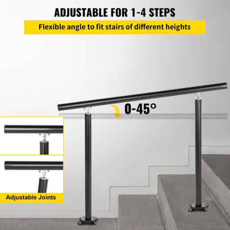 Main Courante D'escalier Extérieur VEVOR - 121 Cm - Noir - Aluminium/Fer - Réglable 0-45°