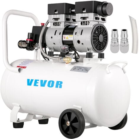 Compresseur d'air silencieux VONROC PRO - 750W – 1HP- 128 l/min. - Sans  huile - Réservoir 6L - 8 bar - 57,5dB(A) - Silencieux - Vert