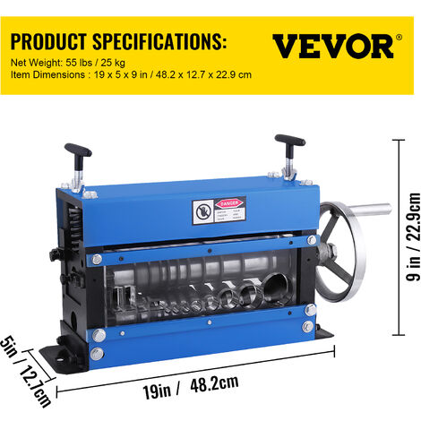 VEVOR Machine a Denuder manuelle Y-001-2L, Pince a denuder manuelle 1-40mm, pour recycler les fils de cuivre/enlever lisolant en plastique et en caoutchouc des fils de ferraille intacts