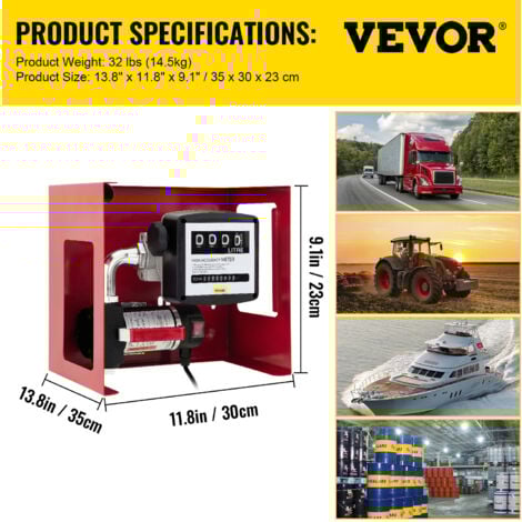 VEVOR Pompe a Huile Automatique 220 V, Pompe de Transfert Diesel Electrique 2800 tr / min, Pompe Aspiration Huile 40 L / min, Pompes a Carburant Auto-Aspirant avec Debitmetre, Moteur Puissant