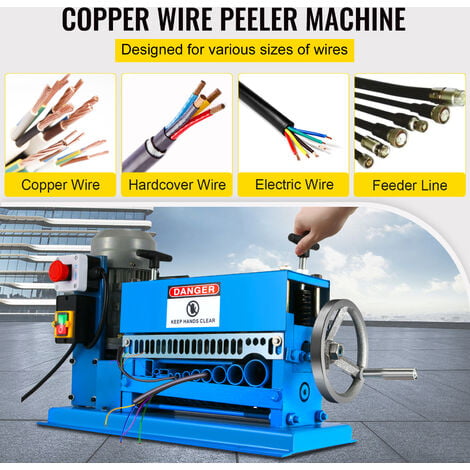 VEVOR Machine a Denuder Electrique 370 W Pince a Denuder Fils 1,5-38 mm, 27 m/min Haute Efficacite de Denudage Machine a Denuder des Cables Outil Professionnel pour Recuperation Recyclage Fil Cuivre