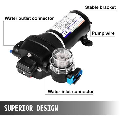 VEVOR 12V 40PSI Misting Pump FL-40 High Pressure Booster Sprayer Water Diaphragm Pump Self-Priming 17L/min