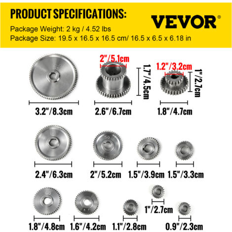 Jeu D'Engrenages Transmission Pour Mini-Tour CJ0618 / JET BD-6 - T29xT21 & T20xT12 - Neuf
