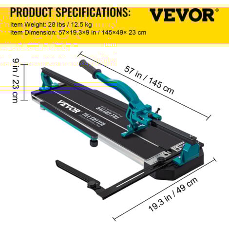 VEVOR Coupe Carrelage Manuel 1200 mm Coupe-Carreaux, Epaisseur de Coupe 6-15 mm Coupeur de Carrelage Reglable Robuste avec Positionnement Laser Professionnel pour Couper Ceramique Carreaux Porcelaine