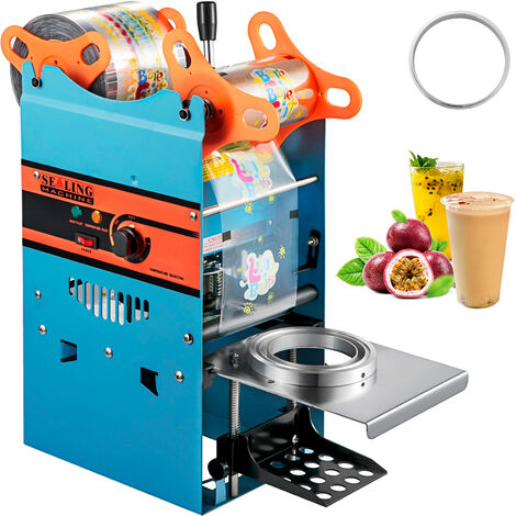 VEVOR Machine De Cachetage De Tasse 300-500 tasses / heure Scellant Manuel Commercial De Tasse De The Bleu Machine a Sceller Machine De Scellage De Tasse pour les boissons/la glace et le cafe chaud