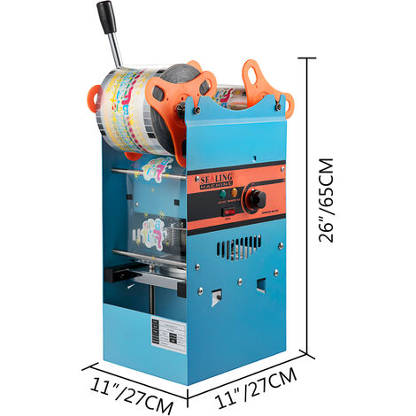 VEVOR Machine De Cachetage De Tasse 300-500 tasses / heure Scellant Manuel Commercial De Tasse De The Bleu Machine a Sceller Machine De Scellage De Tasse pour les boissons/la glace et le cafe chaud