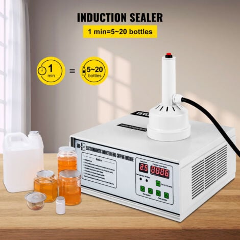 VEVOR Machine de Scellage par Induction Electromagnetique 20-100 mm, Thermoscelleuse Portable Controle Numerique, Machine sous Vide Automatique Interrupteur Inductif Vertical pour Scellage Recipients