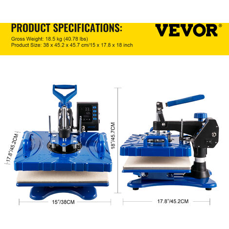 Presse à Chaud 38x38 Cm Pour Transferts Textiles - Marque PixMax - 220-240V