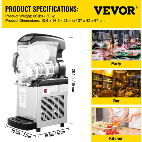 VEVOR Machines à Granités 650w 6L Machine A Granitas Commerciale Machine  Slushies pour Fabrication de Jus de Fruits, Glaces, Slushies