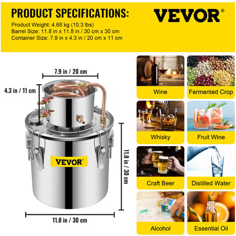 VEVOR 30 L Équipement de Distillation d'Alcool Vin d'Eau