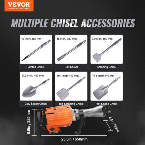 Perceuse à percussion 2200 W - Marteau burineur - Foret à béton réglable à  360 ° - Avec accessoires