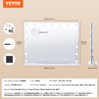 Miroir De Maquillage Hollywood Lumineux LED - 3 Modes De Lumière, Miroir Grossissant 5X, Ports USB/Type-C - 80x60 Cm - 2
