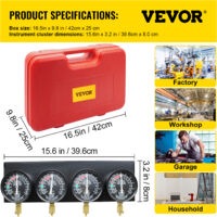 Kit Synchroniseur Carburateur – 4 Jauges à Vide Plaque Fixe – Pour Voiture, Moto – Test Pompe à Carburant