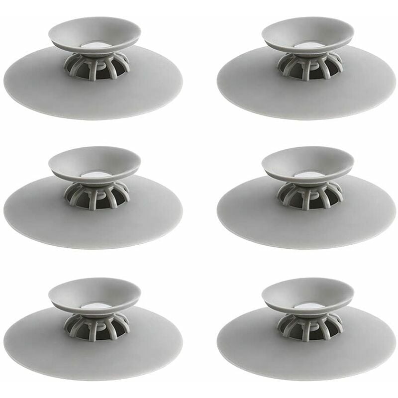 6 Piezas Tapón de Drenaje de Baño Tapones de Drenaje de Silicona Tapón de Fregadero de Cocina Colador de Fregadero de Cocina Tapón de Bañera Universal Colector de Pelo Tapón de Fregadero de Ducha Gris