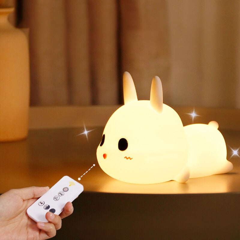 Luz nocturna para niños, lámpara de noche LED de silicona con control remoto, control táctil USB recargable RGB multicolor regulable para dormitorio y sala de estar, colorido (con control remoto)