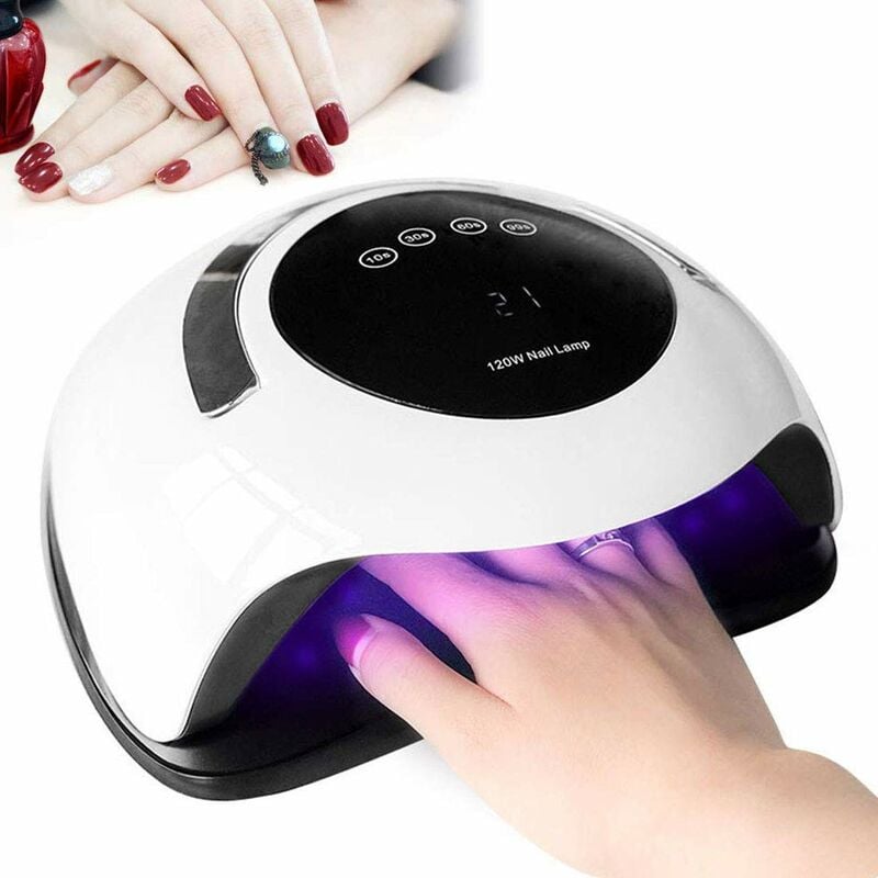 Lámpara de uñas LED UV de 120 W para uñas, temporizador de 10/30/60/99 s, sensor de infrarrojos