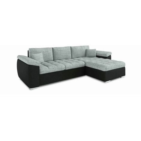 Vegas Universal L-Shape Corner Sofa Bed -  Grey & Black