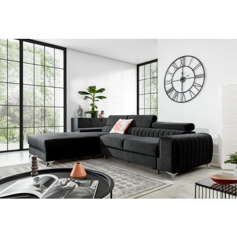 Black leather left online hand corner sofa