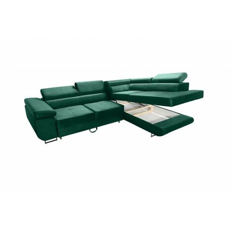 Aston Jumbo Cord Left Hand Facing Corner Sofa Bed with Storage and Lift Mechanism - Light Grey