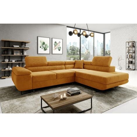 Aston Jumbo Cord Right Hand Facing Corner Sofa Bed with Storage