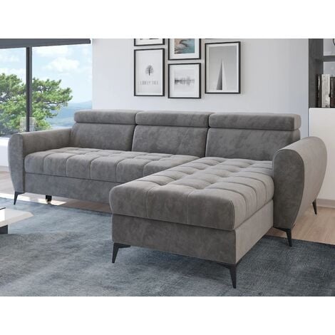 Bjorn Monolith Fabric Corner Sofa Bed - Grey