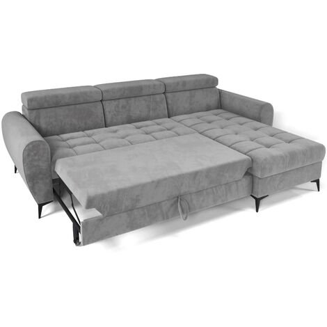 Bjorn Monolith Fabric Corner Sofa Bed - Grey