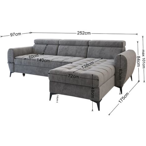 Bjorn Monolith Fabric Corner Sofa Bed - Grey