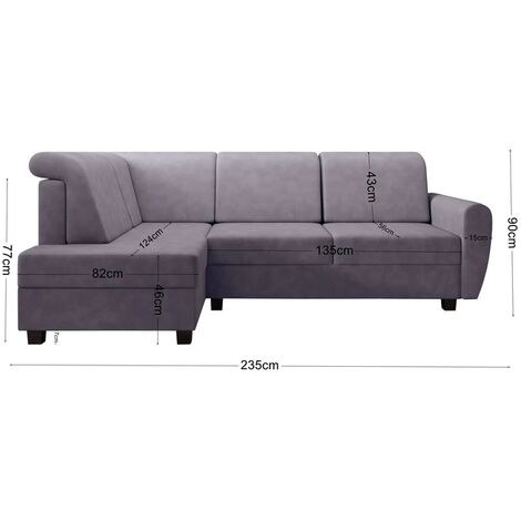 Milo Right Hand Facing Fabric Corner Sofa Bed -  Dark Grey