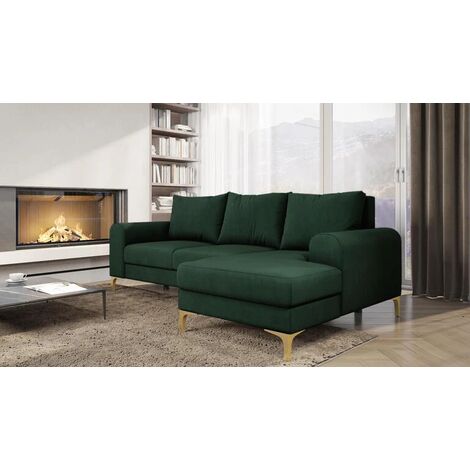 Instra Right Hand Facing Fabric Corner Sofa Bed - Bottle Green