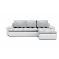 Tokyo Right Hand Facing Pleated Fabric Corner Sofa Bed - Light Grey & White
