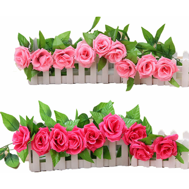 Artificial Rose Vine Flowers With Green Leaves 69 Heads Rose Flower Heads Hanging  Vine, Fake Silk Rose Hanging Vine Flowers Garland Ivy Plants For Home  Wedding Party Garden Wall Decoration (red) 