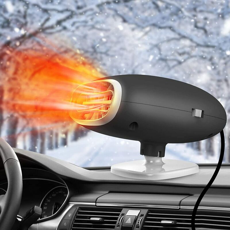 Liropau 12V 150W Portable Car Heater, 2 in 1 Car Heater and Defroster  Cooling Fan for Car Windshield Quick Defroster, Cigarette Lighter Plug -  Black
