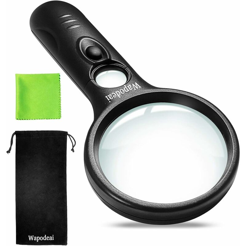 Large Magnifying Glass with Light, Magnifier 10X 25X 45X Handheld