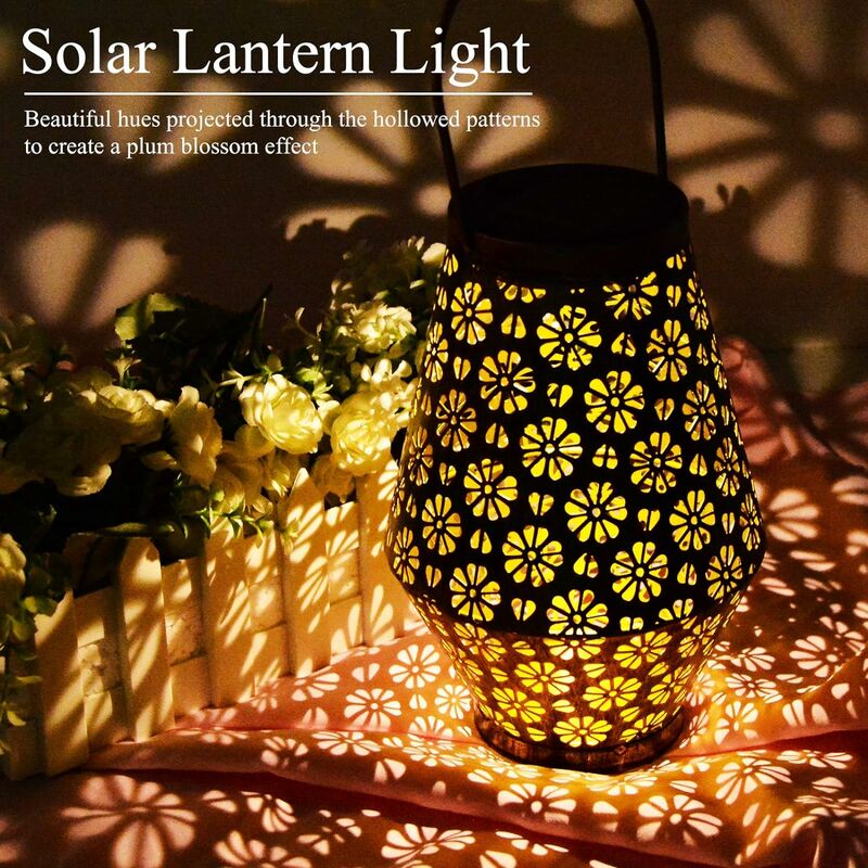 Solar Lanterns Outdoor Waterproof Garden Decorative Lights Plum Bossom  Pattern Hanging Solar Lanterns for Patio, Table, Pathway, Balcony, Lawn,  Yard Decor 2 Pack 