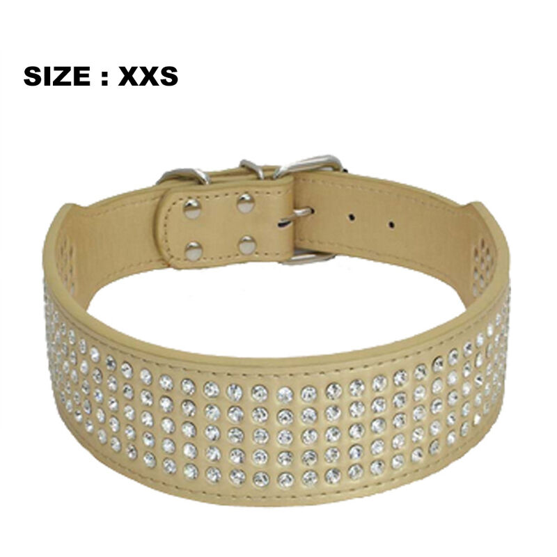 5 Rows Rhinestone Dog Collars Crystal Diamond Dog Leather Collar Large Dogs