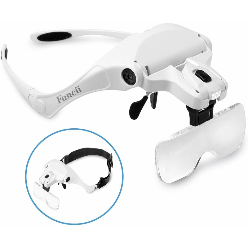 Headband Lighted Magnifying Glasses with Led Light, Head Mount Magnifier  Glasses Visor Handsfree Headset Magnifier Loupe for Close