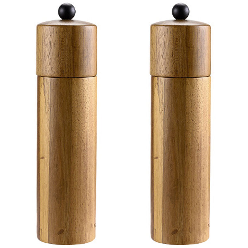 8 Wooden Salt & Pepper Grinder Set With Tray, Stainless Steel and Ceramic  Grinder, Adjustable Coarseness, Acacia Wood, Great Christmas Gift 