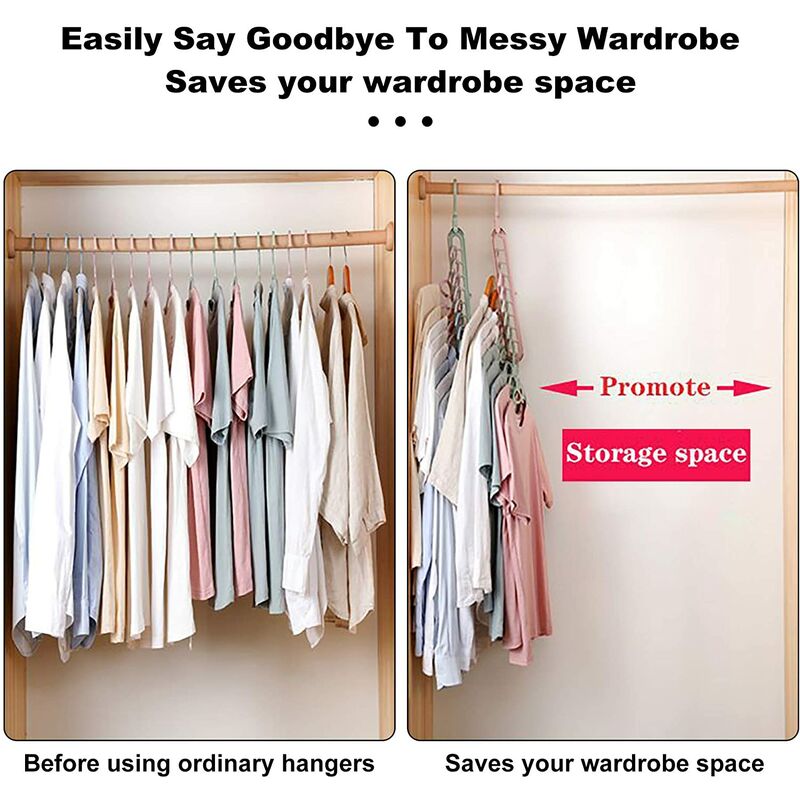 12Pack Space Saving Hanger, Hanger Organizer for Closet 9 Slots Magic Clothes Hangers for Dorm Decor, Multifunctional Sturdy Hangers , Ideal for Heavy