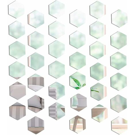 Set of 12 Acrylic Hexagonal Wall Stickers Plastic Mirrors for Home Decor,  Living Room, Bedroom, Above Sofa or Golden TV