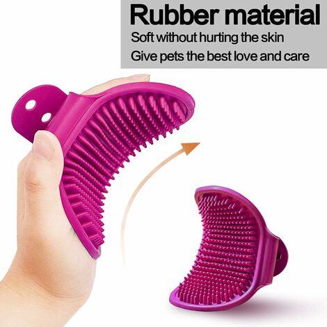 Dog Bath Brush , Aoche Pet Bath Comb Brush Soothing Massage Rubber Comb  2pcs with Adjustable Ring