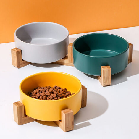 Ceramic dog bowl set with clearance stand