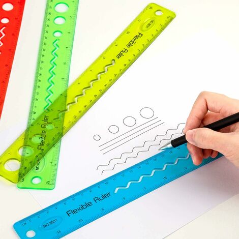 12” Multicolored, Transparent, Semiflexible Plastic Rulers, Set of 24