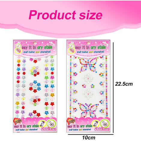 6 Sheets Acrylic Sticker face Rhinestone Stickers dot Star Rhinestone  Stickers Craft Jewels Stickers Flower Rhinestone Stickers face Jewels Stick  on