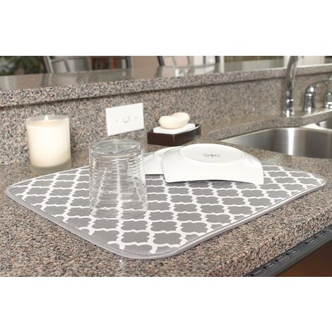 S&T INC. Absorbent, Reversible XL Microfiber Dish Drying Mat for