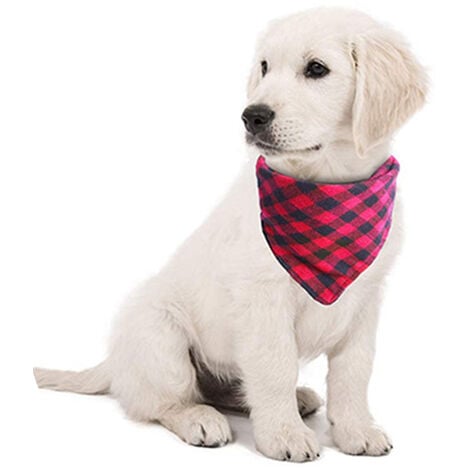 Bow Tie Dog Collar with Bell - Classic Plaid Bandana, Triangle Bibs Scarf Accessories, 2 Pack Pet Hair Bows, for Puppy Cats