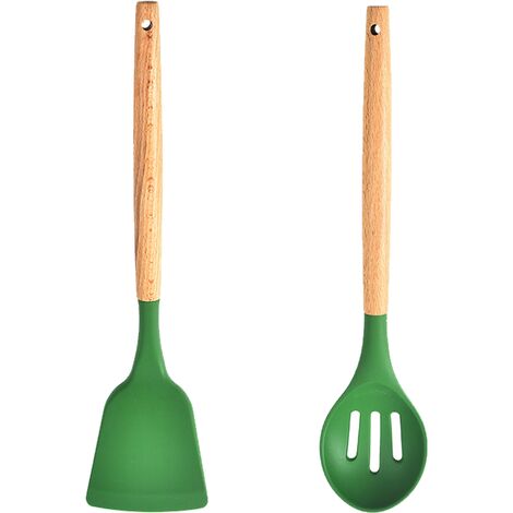 2Pieces Silicone Cooking Utensils Set,Nonstick Cookware,Stainless Steel  Handle, Heat Resistant