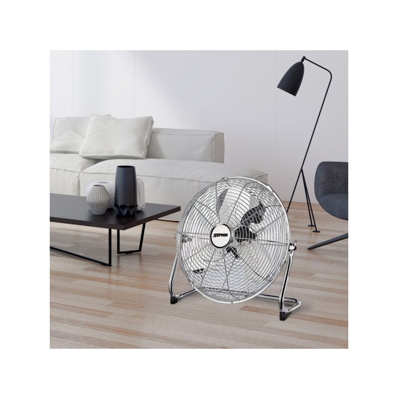 Ventilatore Industriale Zephir PF45CR - 45 Cm, 120W, 3 Velocità, Inclinabile, In Acciaio Cromato, Potente E Resistente